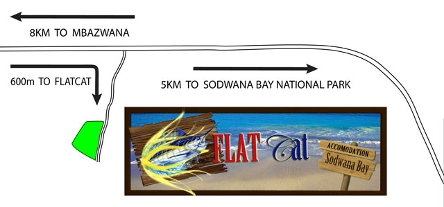 Map and directions to Flat Cat accommodation in Sodwana Bay